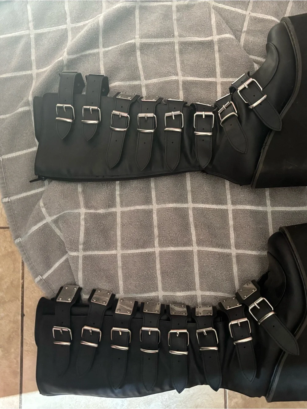 Demonia Black Knee-High Multi-Buckle Platform Boots